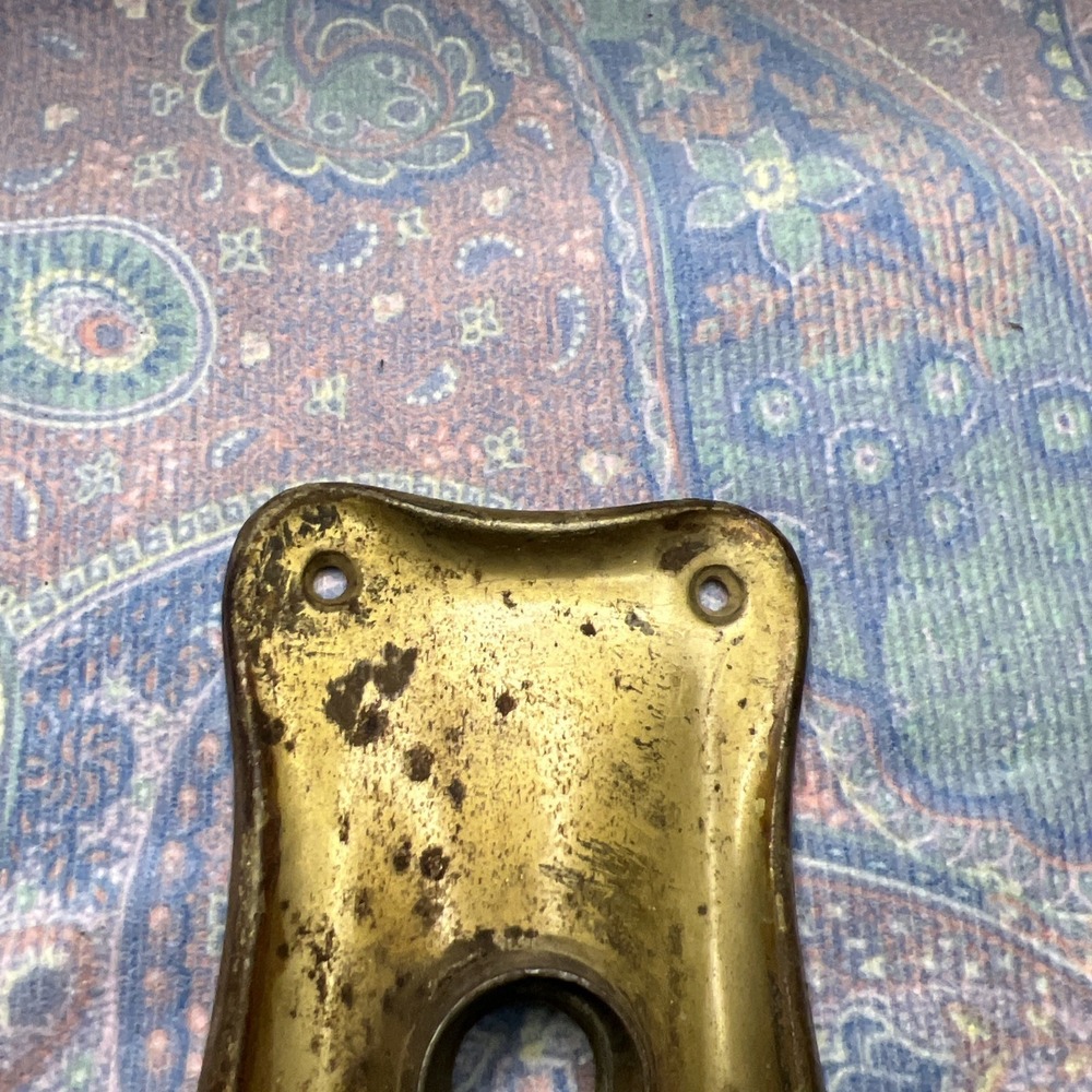 Set Of 2 Antique Victorian Brass Door Knob Backplates Keyhole Cast - Picture 6 of 10